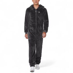 Onepiece Dark Grey Fleece Puppy Jumpsuit